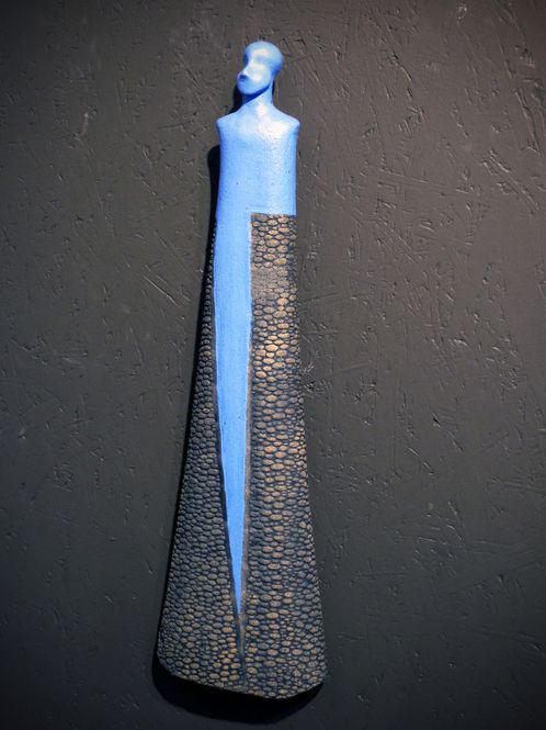 Hovedbilde Småstein i blått, veggskulptur  NR 80